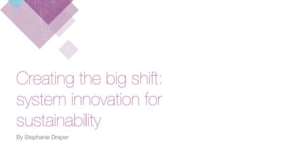 Creating the big shift: system innovation for sustainability